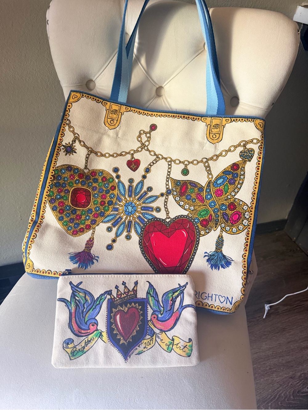 Brighton Love & Art Canvas Tote Bag + Matching Zip Pouch Limited Edition 2019
